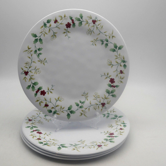 NEW Set Of 4 Pfaltzgraff Melamine Winterberry Dinner Plates 10.25 Inches - Picture 2 of 7
